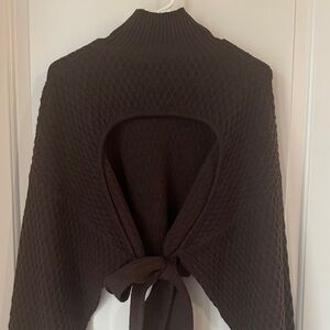 Commense Brown Open Back Sweater with tie